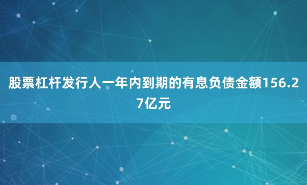 股票杠杆发行人一年内到期的有息负债金额156.27亿元